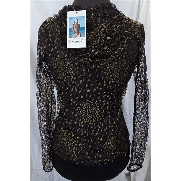 Sauvage Other - NWT Sauvage M Beach Queen Black Gold Mesh Hoodie Swim Cover Up Sheer 130770